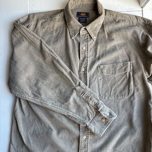 90s Route 66 Taupe Corduroy Button Up Shirt Cozy Grunge Neutral L
